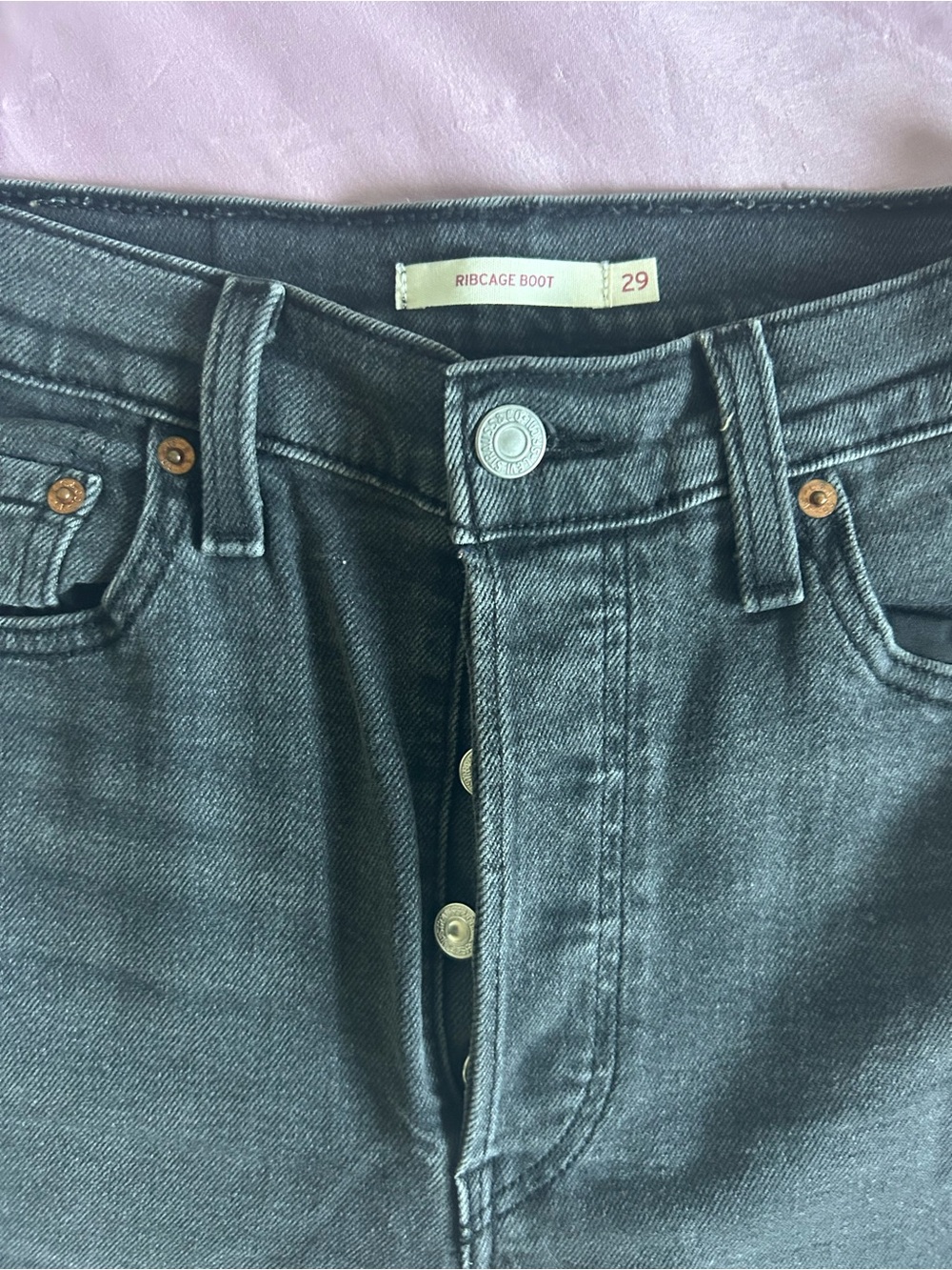 Levi's Ribcage Boot Cut Jeans in Washed Black